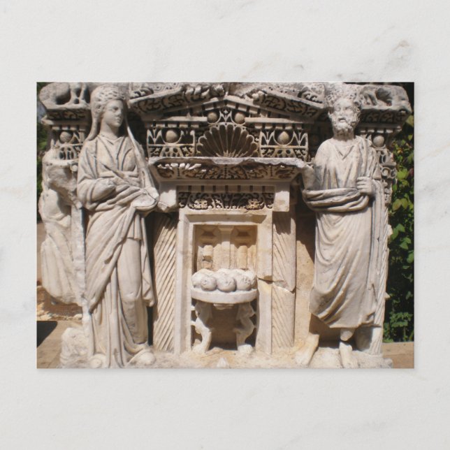 Ancient statues in bas-relief postcard (Front)
