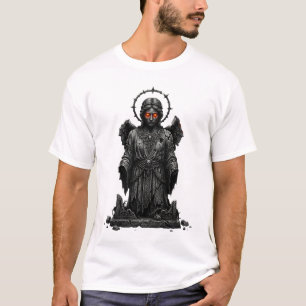 Ancient Stone Angel with Glowing Eyes Dark Gothic T-Shirt