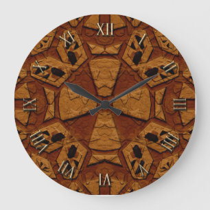 Ancient Stone Carvings Large Clock