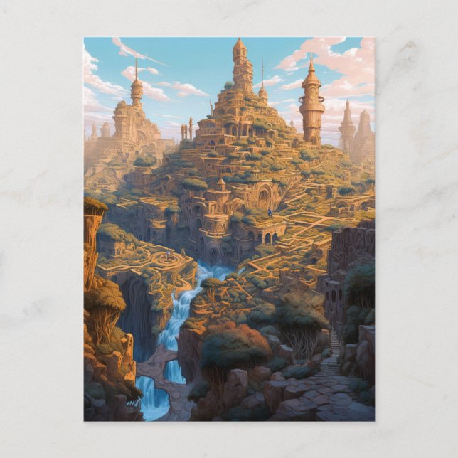 Ancient Stone City Fantasy Art Postcard (Front)