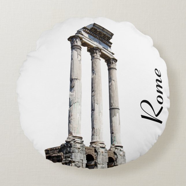 Ancient stone columns round cushion (Front)