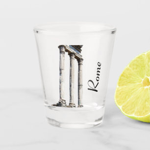 Ancient stone columns shot glass