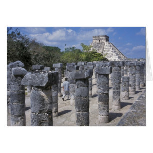 Ancient Stone pillars in Chichen Itza. Central