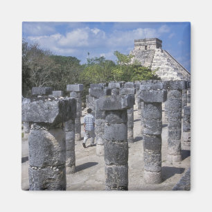 Ancient Stone pillars in Chichen Itza. Central Magnet
