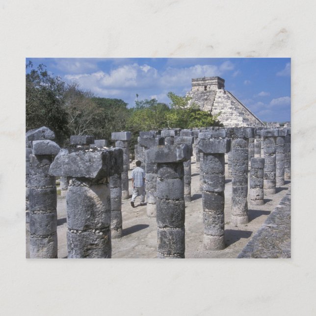 Ancient Stone pillars in Chichen Itza. Central Postcard (Front)