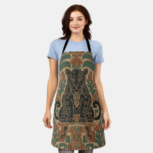 Ancient Stone Relief with Jungle Jaguar Apron