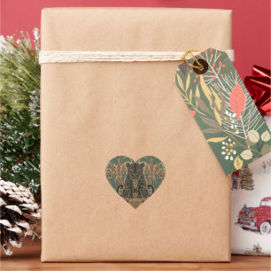 Ancient Stone Relief with Jungle Jaguar Heart Sticker