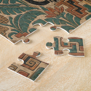 Ancient Stone Relief with Jungle Jaguar Jigsaw Puzzle