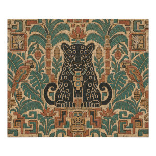 Ancient Stone Relief with Jungle Jaguar Photo Print