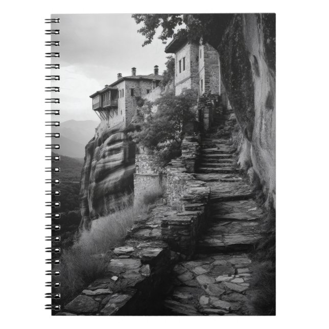 Ancient Stone Steps Cliffside Notebook (Front)