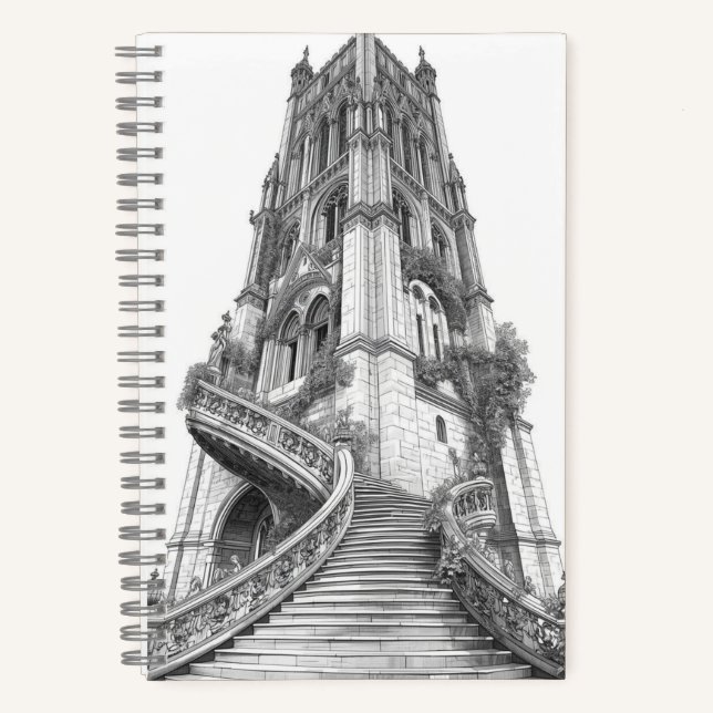 Ancient Stone Tower with Winding Brick Staircase Notebook (Front)
