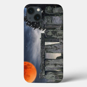 Ancient Stonehenge & Mystical Red Full Moon iPhone 13 Case