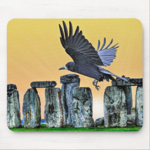 Ancient Stonehenge & Rook Corvid-lover's Gift Mouse Pad