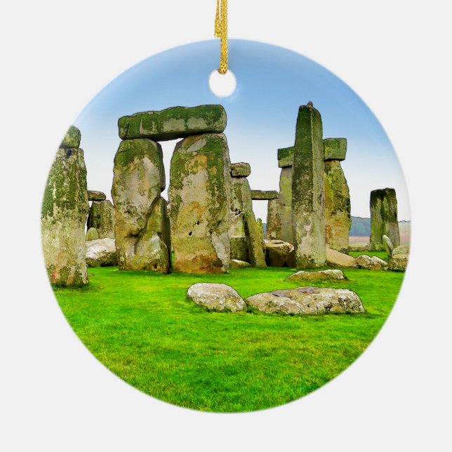 Ancient Stonehenge Standing Stones in Summer Art Ceramic Ornament (Back)