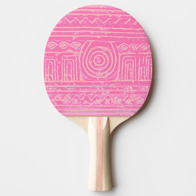 Ancient Sumerian Mesopotamian Pattern Pink Ping Pong Paddle (Front)