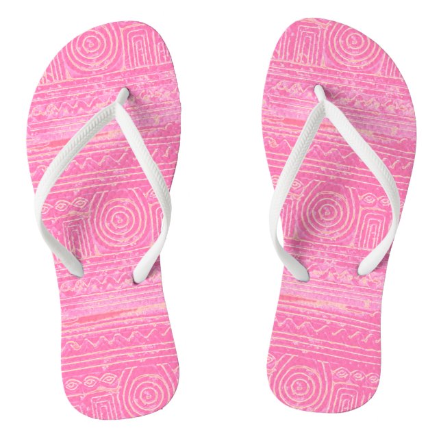 Ancient Sumerian Mesopotamian Pattern Pink Thongs (Footbed)