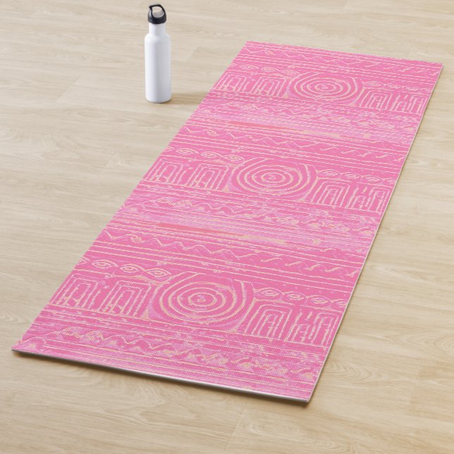 Ancient Sumerian Mesopotamian Pattern Pink Yoga Mat (In Situ)