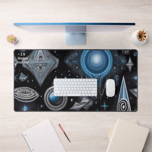 Ancient symbols in vibrant Abstract Design Desk Mat