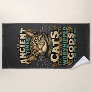 Ancient Tabby Cat Attitude Beach Towel