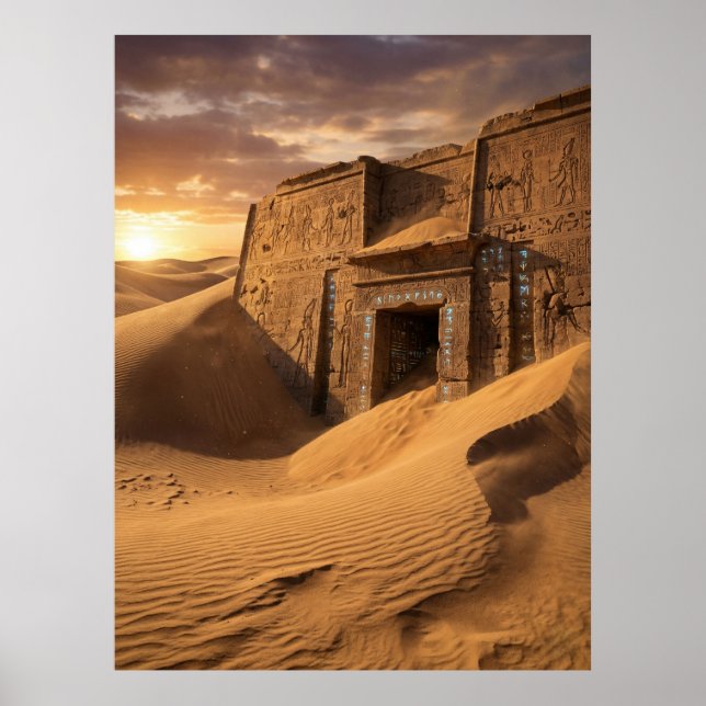 Ancient Temple Desert Sci-Fi Art Poster (Front)