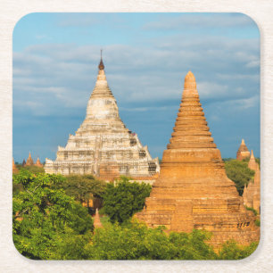 Ancient Temples and Pagodas   Bagan Square Paper Coaster