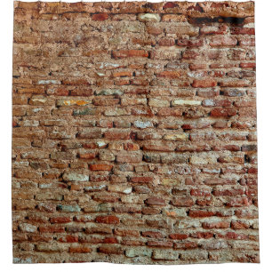 Ancient Textured Brick Wall of Lal Killa Indiaaged Shower Curtain