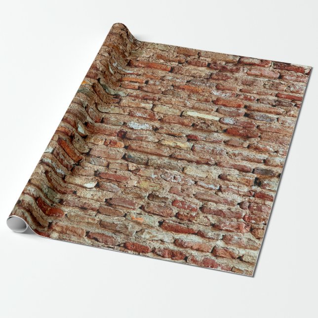 Ancient Textured Brick Wall of Lal Killa Indiaaged Wrapping Paper (Unrolled)