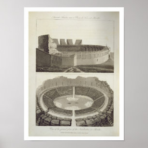 Ancient Theatre, now a Plaza de Toros, and a View Poster