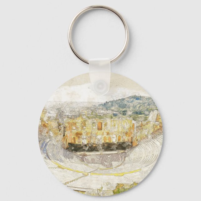 Ancient theatre of Athens, Greece Key Ring (Front)