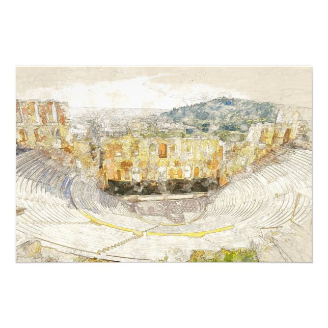Ancient theatre of Athens, Greece Photo Print (Front)