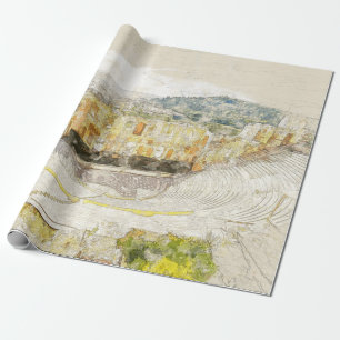Ancient theatre of Athens, Greece Wrapping Paper