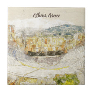 ancient theatre of Herodion, Athens, Greece Ceramic Tile