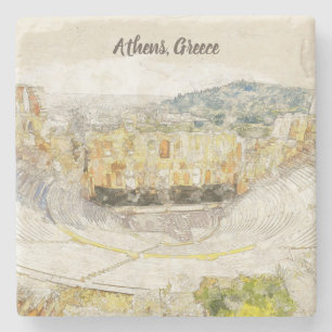 ancient theatre of Herodion, Athens, Greece Stone Coaster