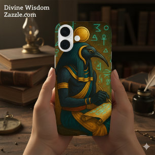 Ancient Thoth Sacred Script Teal Gold iPhone 16 Plus Case
