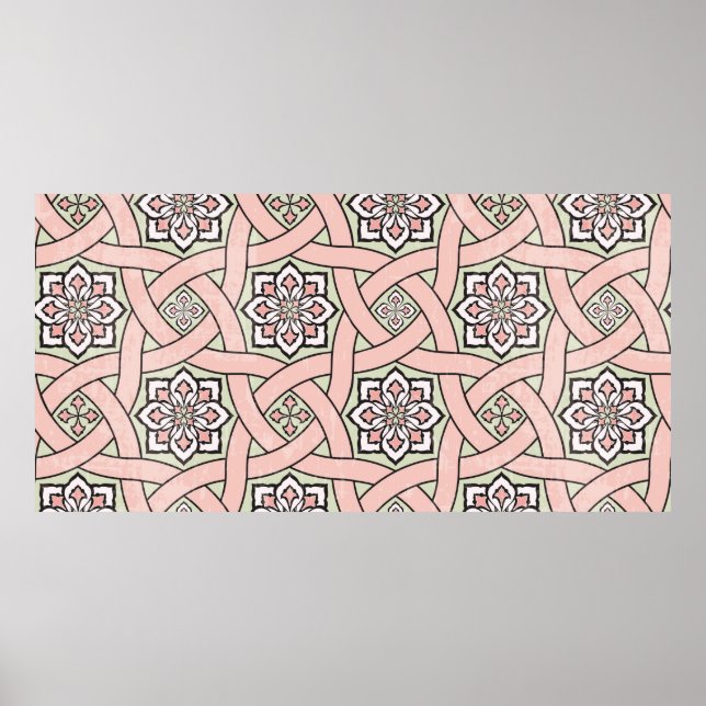 Ancient tile ornamental background,  seamless patt poster (Front)