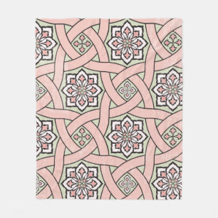 Ancient tile ornamental background,seamless patter fleece blanket