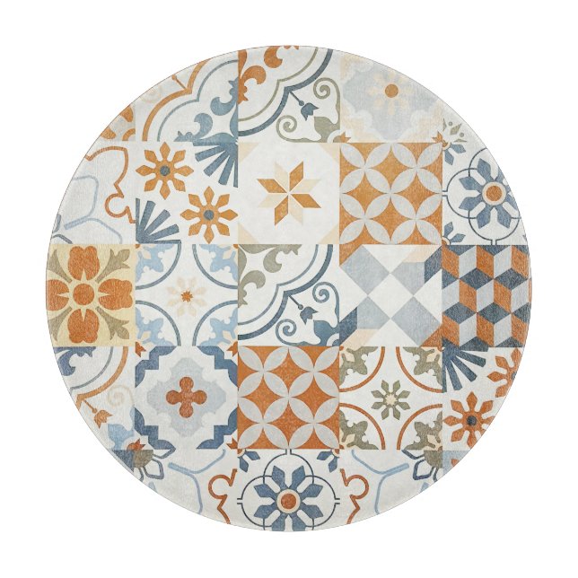 Ancient Tiles: Textured Background Pattern Cutting Board (Front)