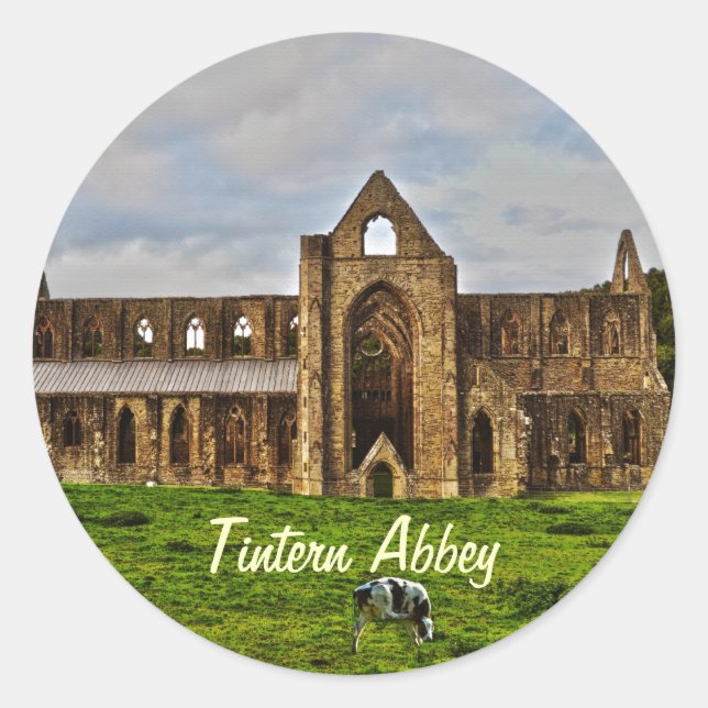 Ancient Tintern Abbey, Cistercian Monastery, Wales Classic Round Sticker (Front)