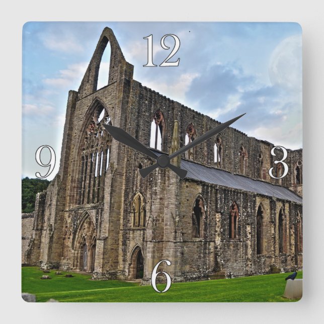 Ancient Tintern Abbey, Cistercian Monastery, Wales Square Wall Clock (Front)