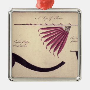 Ancient tomahawk, peace pipe and dagger, c.1590 metal ornament