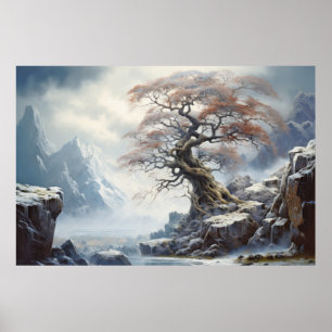 Ancient Tree Mystic Serene Landscape Poster