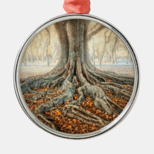 Ancient Tree Roots Metal Ornament