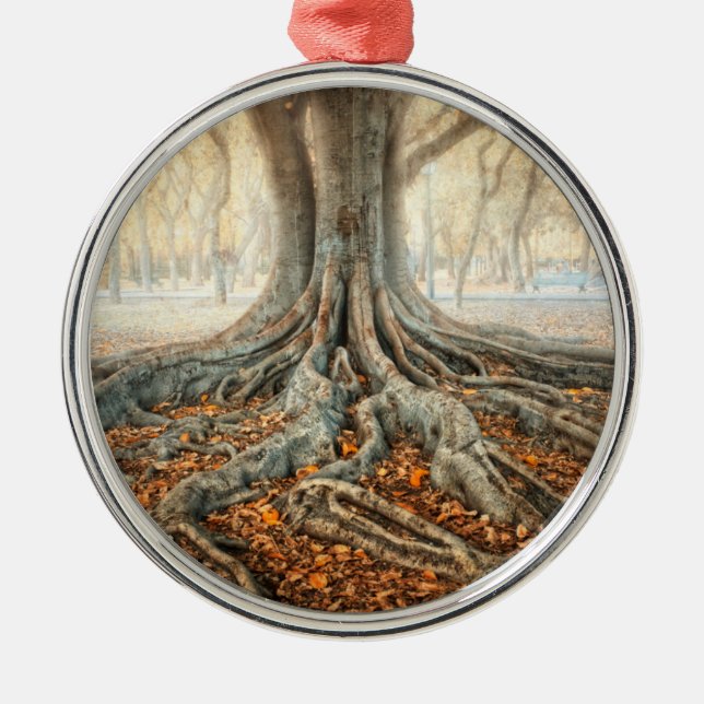 Ancient Tree Roots Metal Ornament (Front)