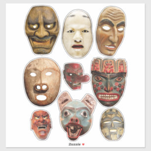 Ancient Tribal Face Masks Clipart