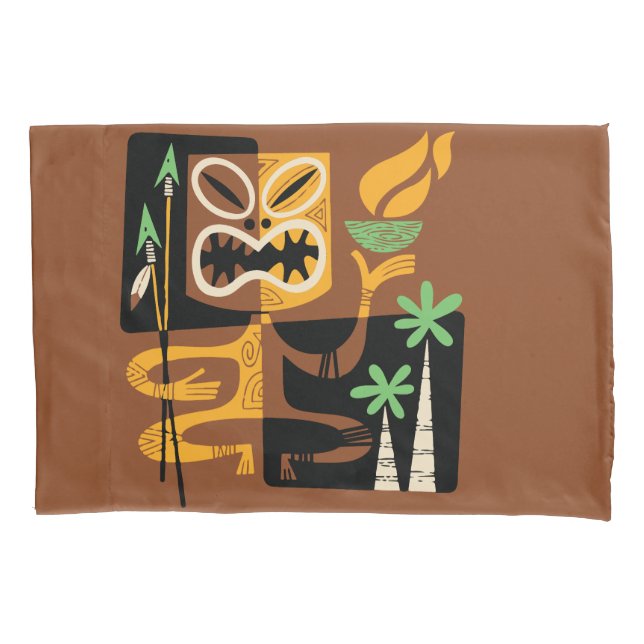 Ancient Tribal Rituals: Man with Fire and Spears Pillowcase (Front)