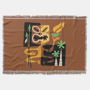 Ancient Tribal Rituals: Man with Fire and Spears Throw Blanket