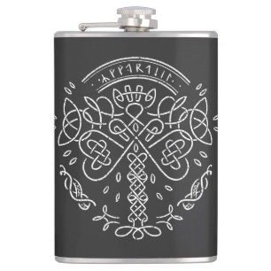 Ancient Viking Celtic Knotwork  - Tree of Life Hip Flask