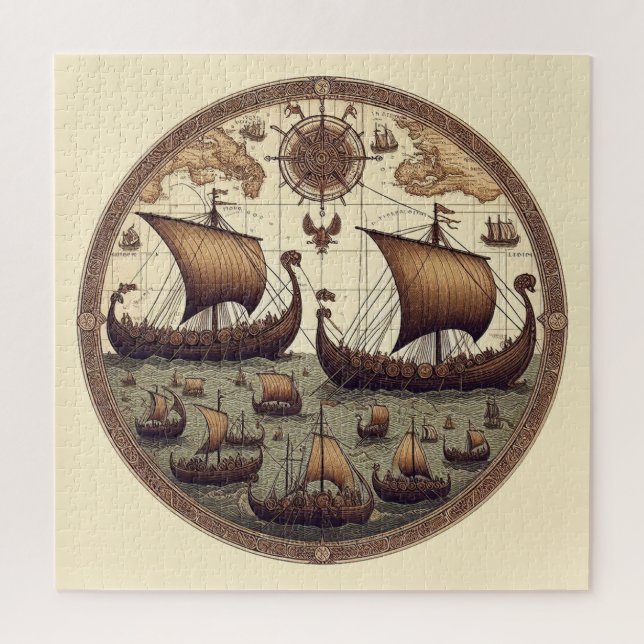 Ancient Viking Sailing Ships 3 Jigsaw Puzzle (Vertical)