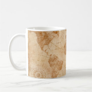 Ancient vintage world map illustrationmap, world,  coffee mug