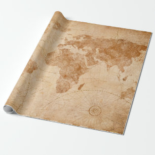 Ancient vintage world map illustrationmap, world,  wrapping paper